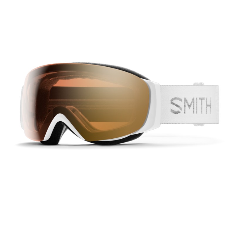 Masque de Snowboard/Ski femme SMITH I/O MAG S White Chunky Knit + ChromaPop™ Pro Photochromic Gold Mirror Lens